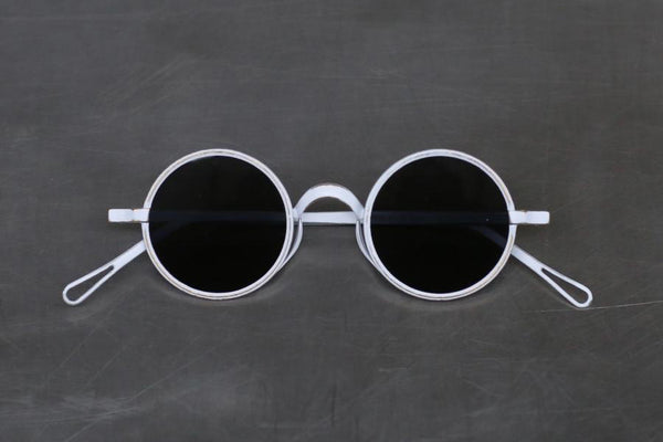 RIGARDS X UMA WANG Joint RG00UW3 Series Collection Handmade Copper Round Frame Glasses RG-RG00UW3-FBBK Chalk White Frame Gray Lenses